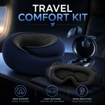 BELLAUMEE Travel Comfort Kit - ergonomic pillow, sleep mask and earplugs